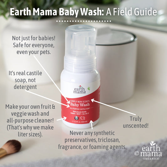 Simply Non-Scents Castile Baby Wash: Earth Mama Castile Soap: Natural Body Wash and Soap for Sensitive Skin