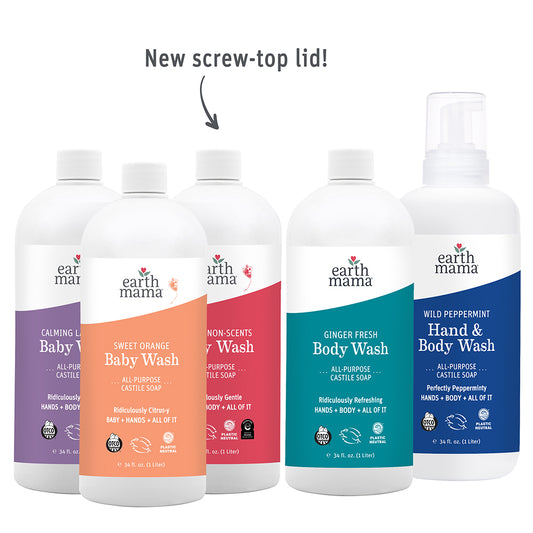 Earth Mama Baby Wash, Body Wash and Hand & Body Wash Liters