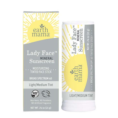 Lady Face Tinted Mineral Sunscreen Face Stick SPF 40 Light/Medium 